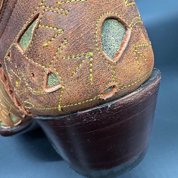 Old Gringo Wyoming Tooled Brown Leather Short Cowgirl Cowboy Western Boots 7.5 - Picture 15 of 16